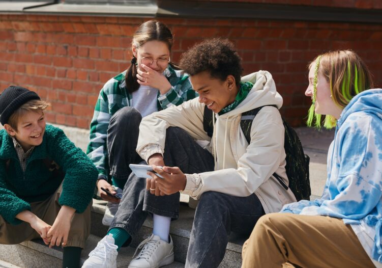 Group of young people hanging out